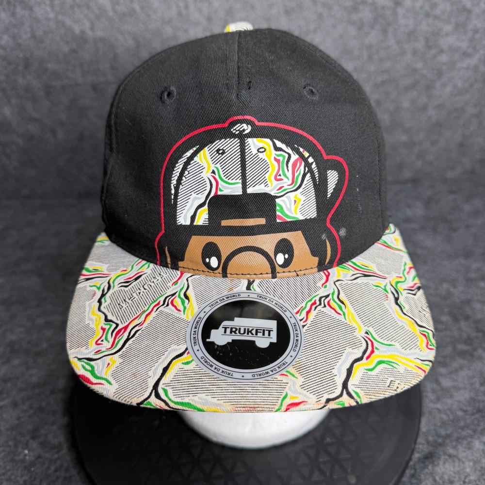 Trukfit Snapback Hat Lil Wayne Black Multi Color Pattern Flat Brim Cap 51AA90001